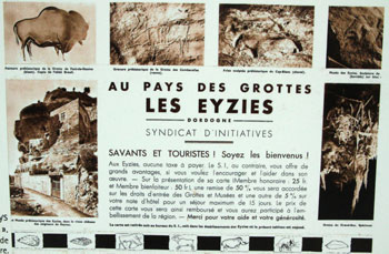 Publicité de l'époque pour venir voir les sites et grottes préhistoriques