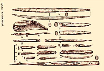 Outils retrouvés dans la Grotte de Lascaux - Relevé Glory