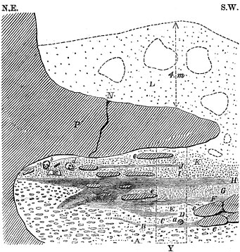 fig-2 Stratigraphie de l'abriCro-magnon par Lartet