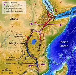 Vallée du Rift en Afrique - Carte