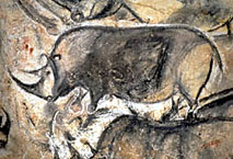 Rhonocéros sur paroi raclée - Grotte Chauvet