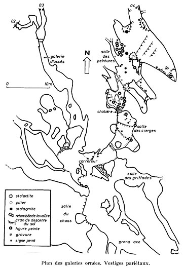 Plan de la grotte de villars - Partie ornée