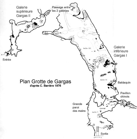 Plan de la grotte de Gargas