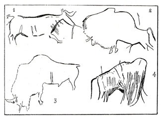 Tracés de l'art de la grotte de Pech Merle par l'abbé Lemozi