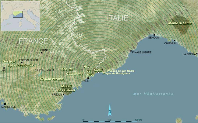 Déplacements des tailleusr de pierre Moustériens des Balzi Rossi