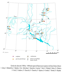 Carte des sites du Mezinien