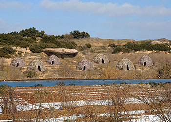 Reconstitution des huttes de Moli Del Salt en Espagne