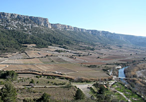 Vue sur la plaine de Tautavel, à partir de la Caune de l'Arago