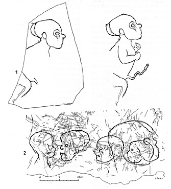 Visages d'enfants de la Grotte de la Marche 